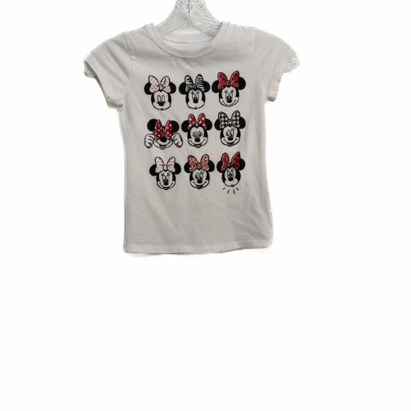 Disney Other - Disney Girls White T-Shirt Minnie Mouse Print Round Neck Short Sleeve Size S